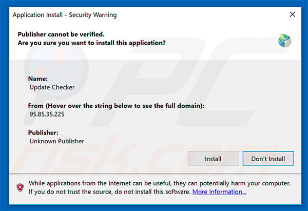 Update Checker adware installer setup