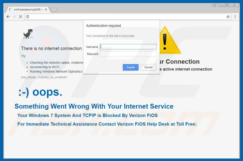 Something Went Wrong With Your Internet Service scam