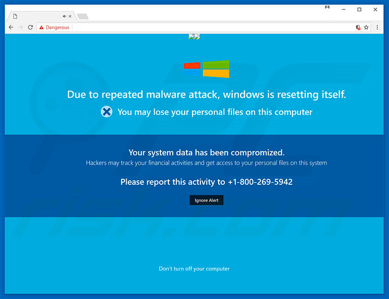 Windows Is Resetting Itself scam
