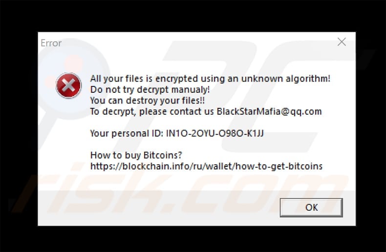 xorist ransomware .wxz variant pop-up