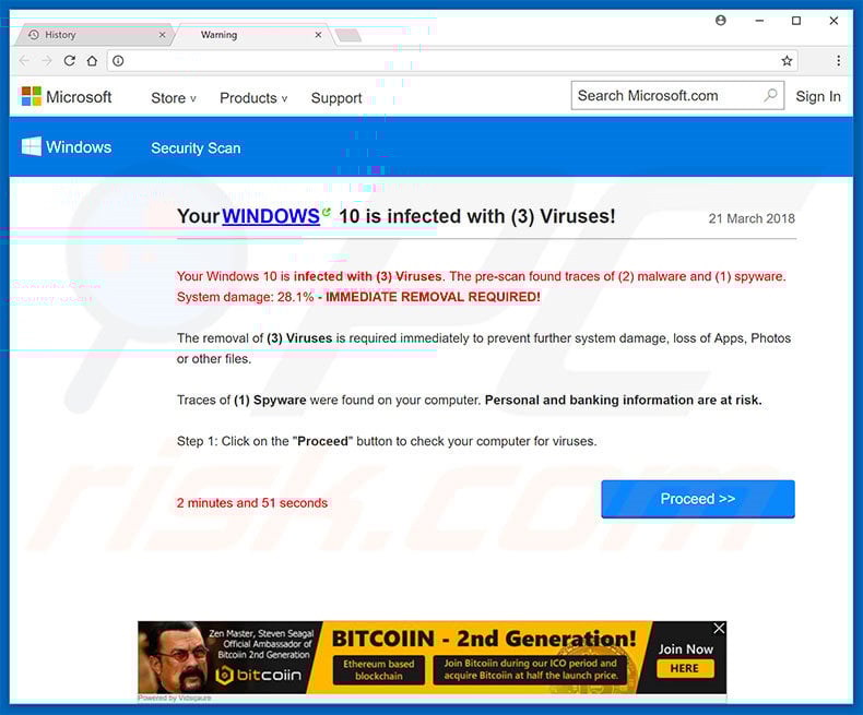 Your Windows 10 Is Infected With 3 Viruses scam