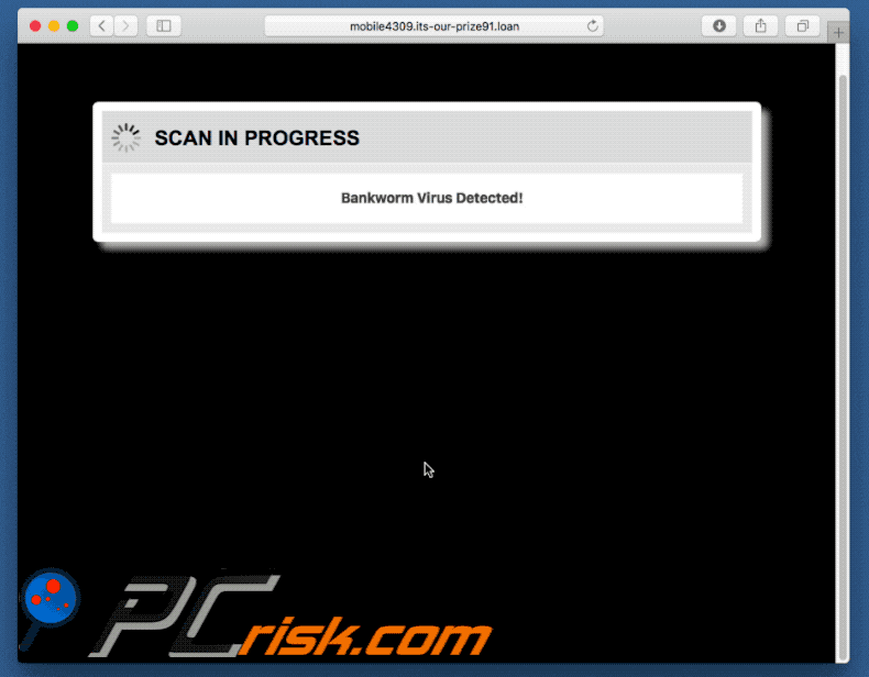 Appearance of Bankworm Virus scam (GIF)