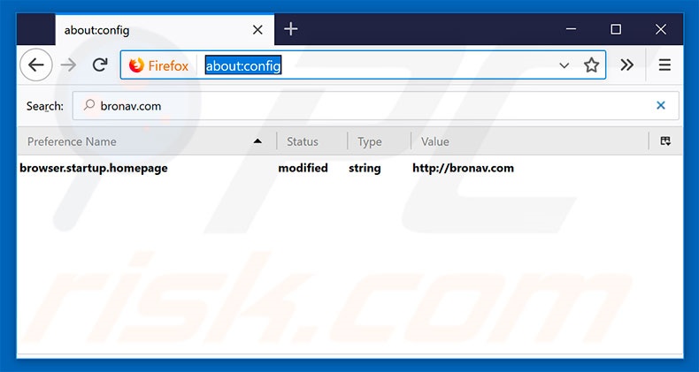 Removing bronav.com from Mozilla Firefox default search engine