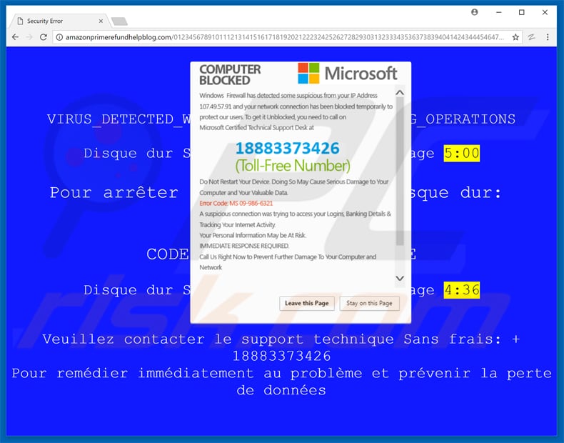 computer blocked MICROSOFT pop-up scam variant 2 BSOD