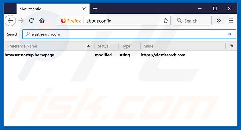 Removing elastisearch.com from Mozilla Firefox default search engine