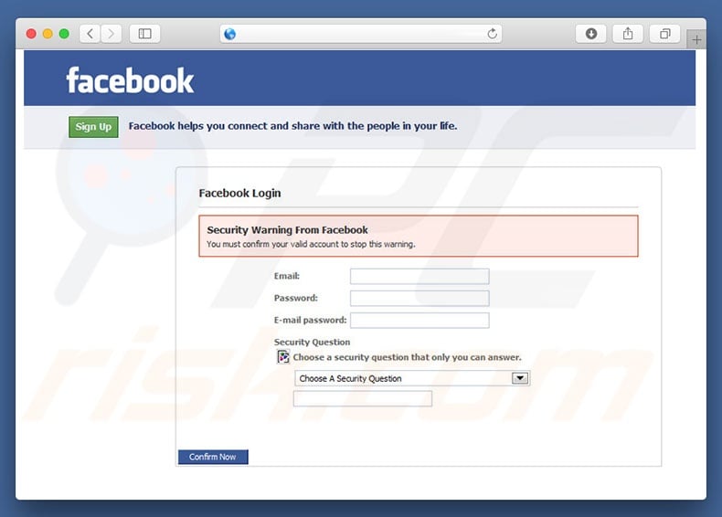 Enter Facebook Password scam