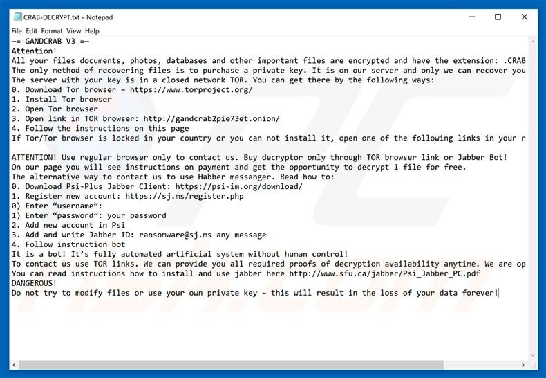 GANDCRAB 3 decrypt instructions