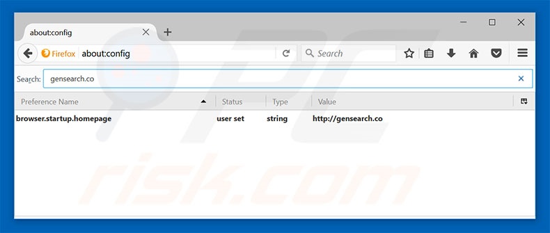 Removing gensearch.co from Mozilla Firefox default search engine