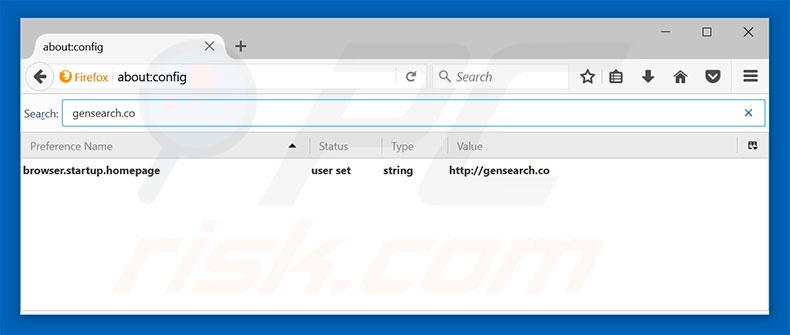 Removing gensearch.co from Mozilla Firefox default search engine