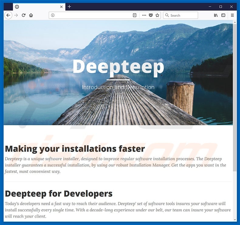 Website used to promote Deepteep browser hijacker