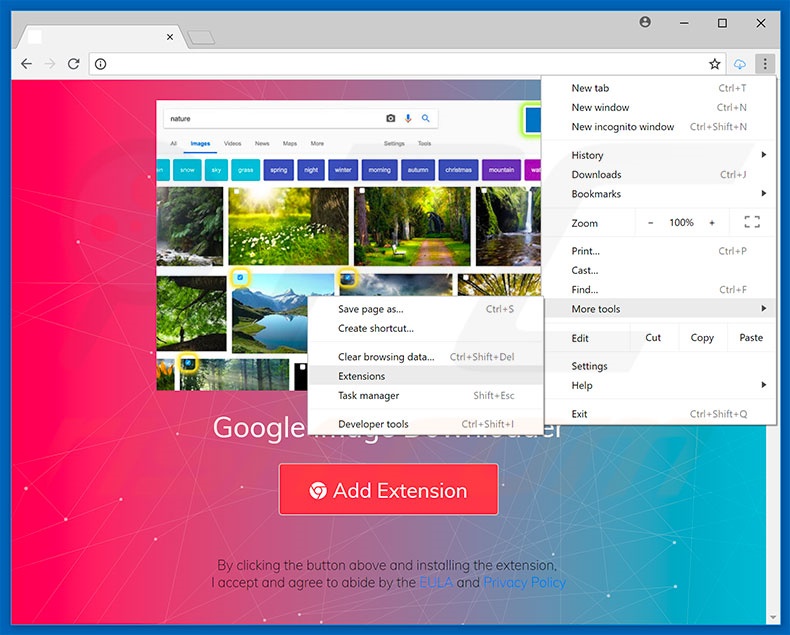 Removing Google Image Downloader  ads from Google Chrome step 1