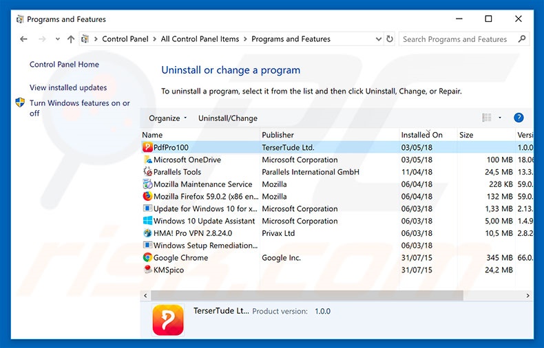 go.pajosh.com browser hijacker uninstall via Control Panel