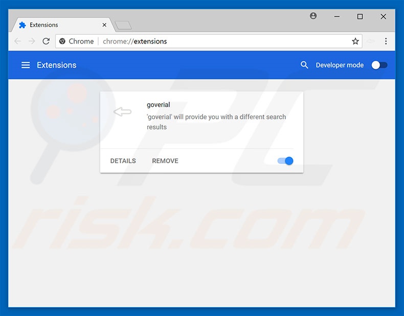 Removing goverial.club related Google Chrome extensions