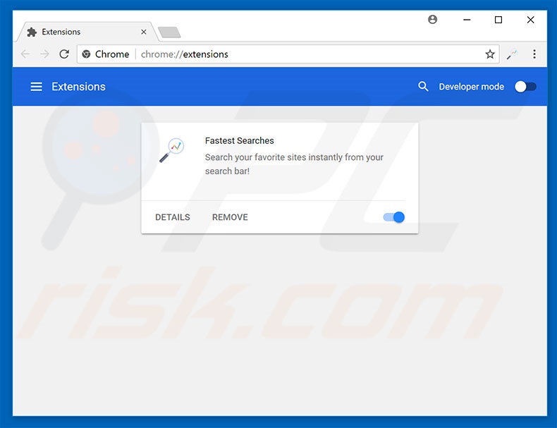 Removing search.hfastestsearches.com related Google Chrome extensions