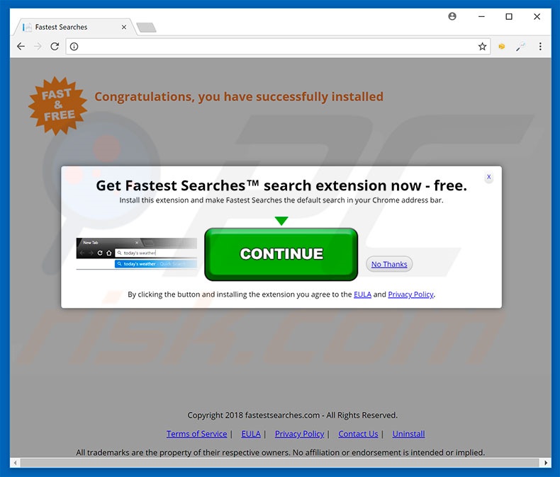 Website used to promote Fastest Searches browser hijacker