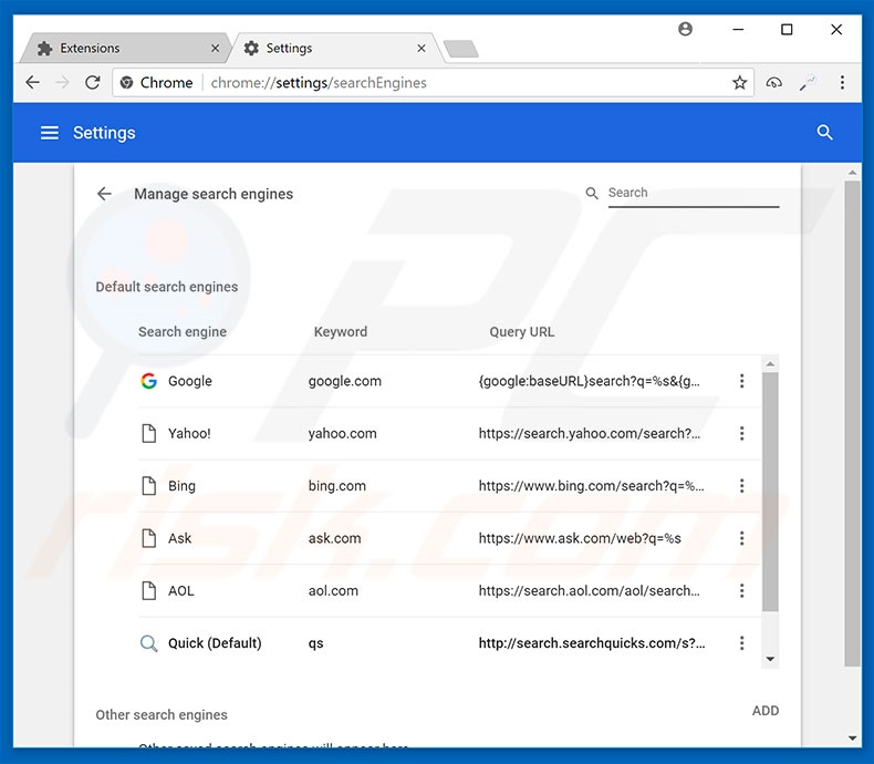 Removing search.hgomapsandirections.com from Google Chrome default search engine