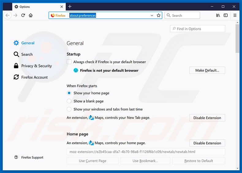 Removing search.hgomapsandirections.com from Mozilla Firefox homepage