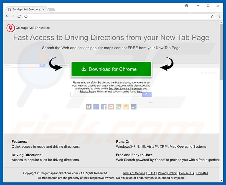 Website used to promote Go Maps and Directions browser hijacker