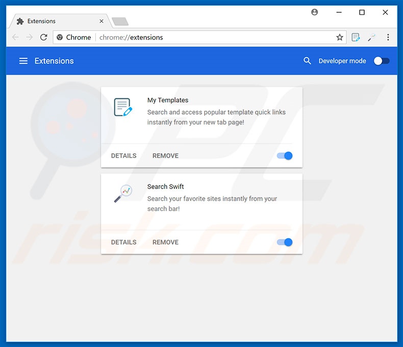 Removing search.hmytemplates.co related Google Chrome extensions