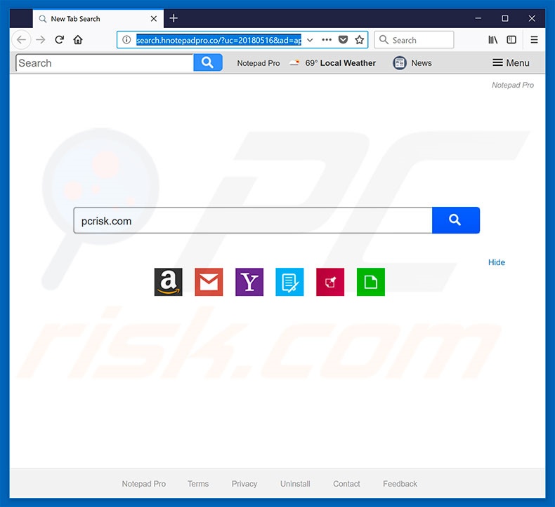 search.hnotepadpro.co browser hijacker