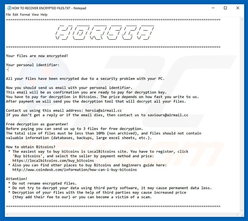 Horsia decrypt instructions