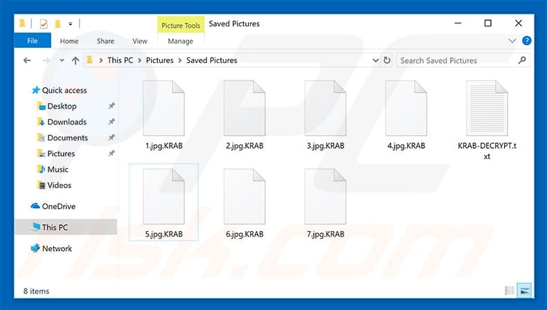 Files encrypted by KRAB