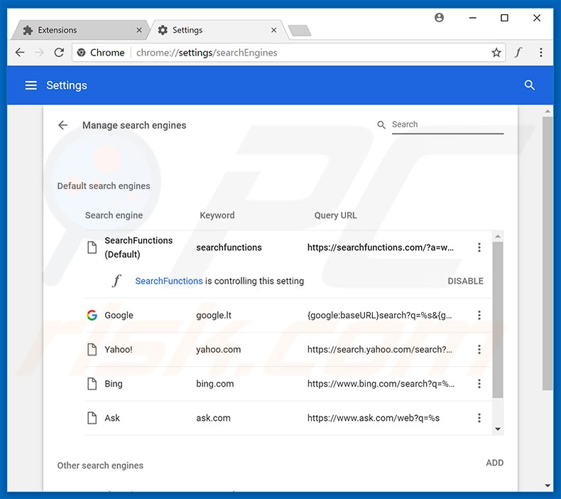 Removing m.smartsrch.com from Google Chrome default search engine