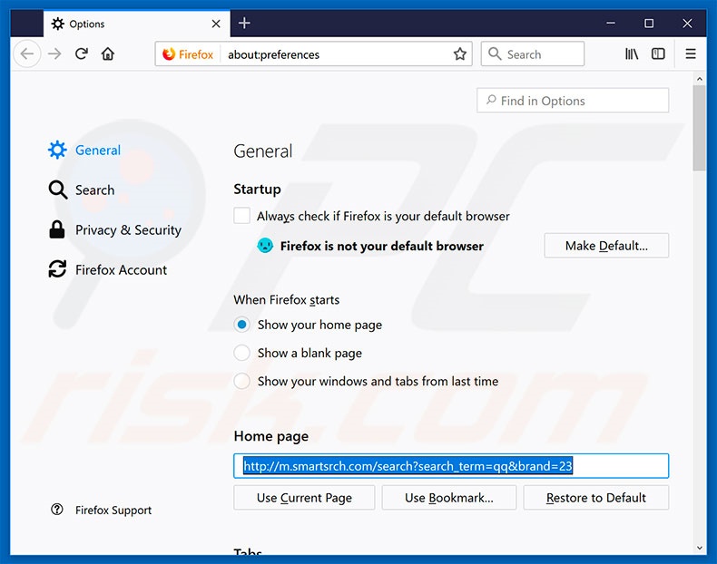Removing m.smartsrch.com from Mozilla Firefox homepage