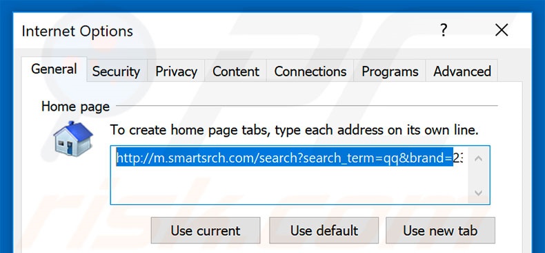 Removing m.smartsrch.com from Internet Explorer homepage