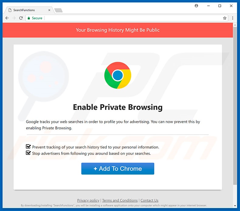 Website used to promote SearchFunctions browser hijacker