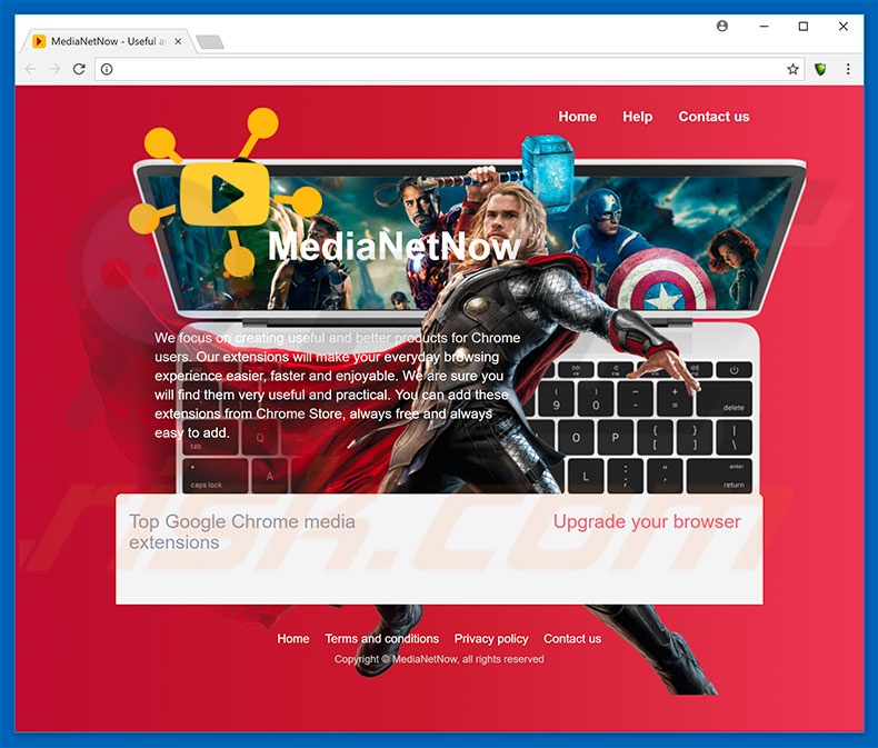 Website used to promote MediaNetNow browser hijacker