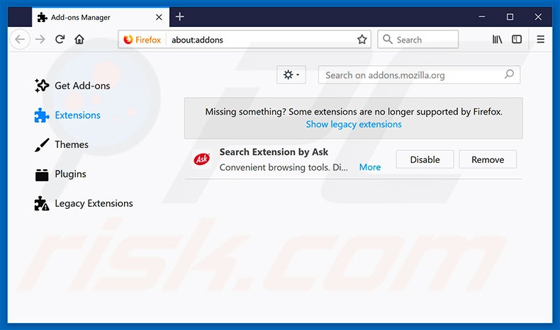 Removing nav-goo.com related Mozilla Firefox extensions