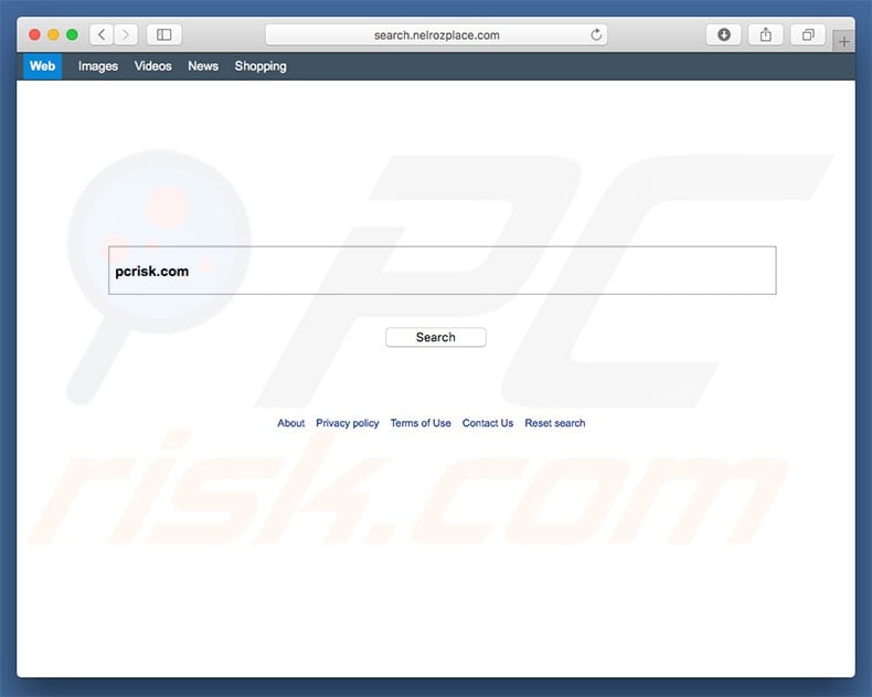 search.nelrozplace.com browser hijacker on a Mac computer