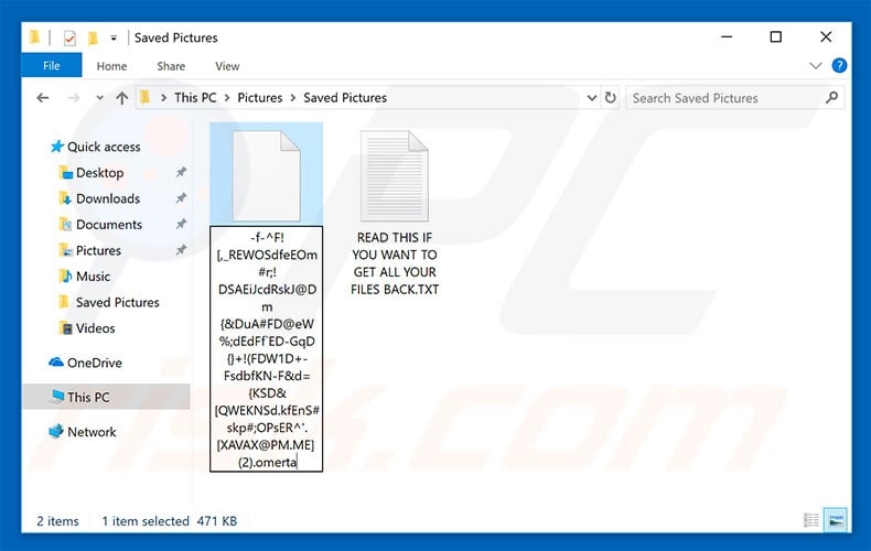 Files encrypted by Omerta