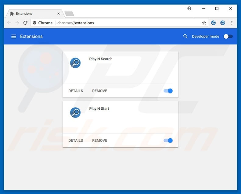 Removing search.playnsearch.net related Google Chrome extensions