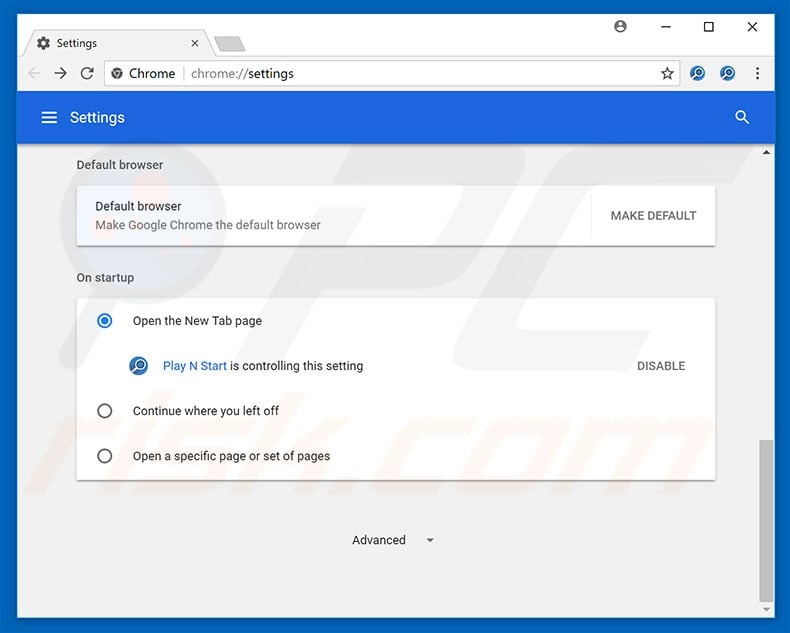 Removing search.playnsearch.net from Google Chrome homepage