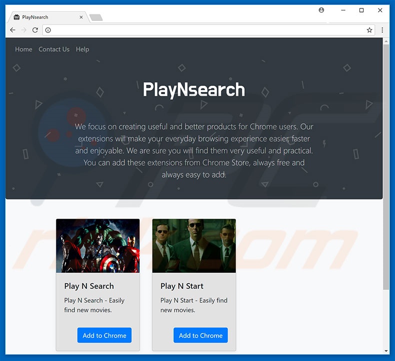 Website used to promote Play N Search and Play N Start browser hijacker