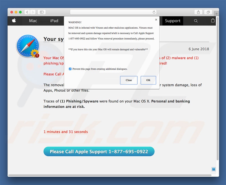 Please Call Apple Support POP-UP Scam (Mac) - Removal steps, and macOS