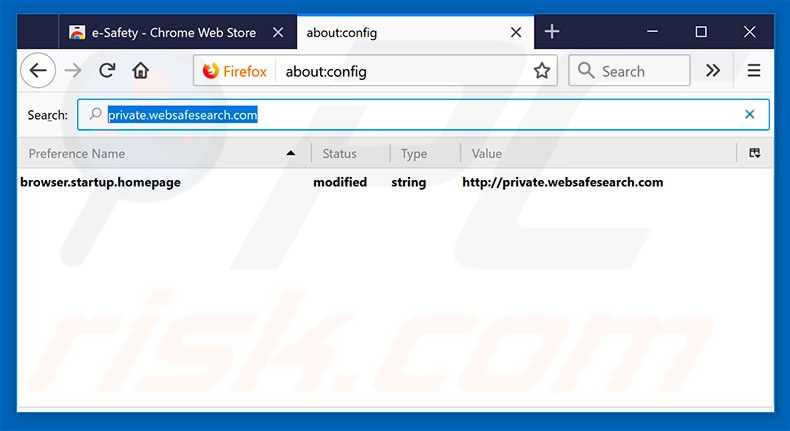 Removing private.websafesearch.com from Mozilla Firefox default search engine