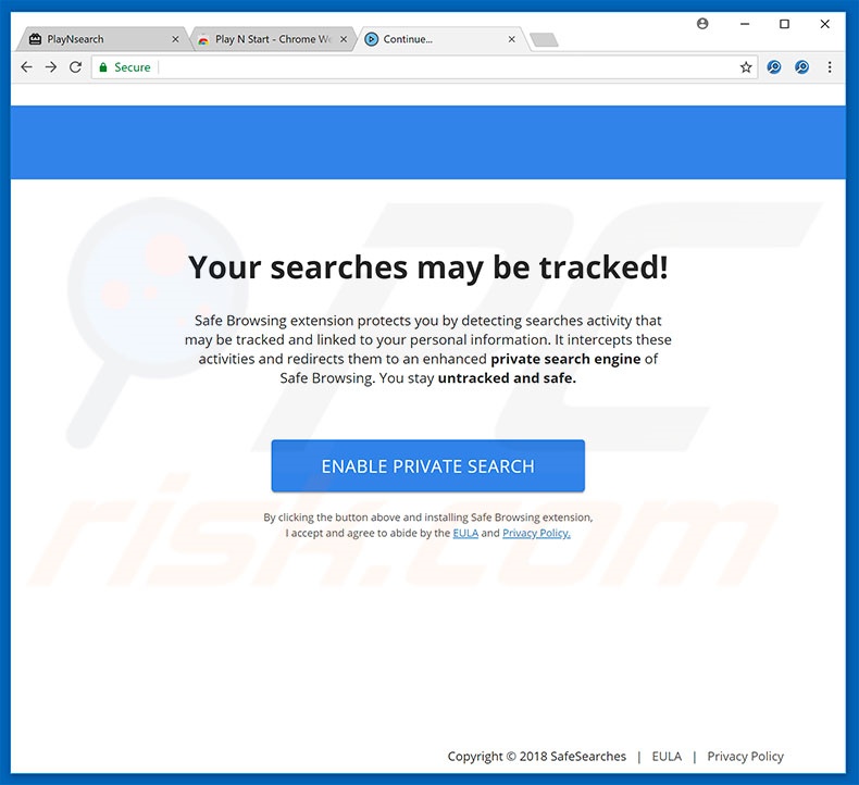 Website used to promote Safe Browsing browser hijacker