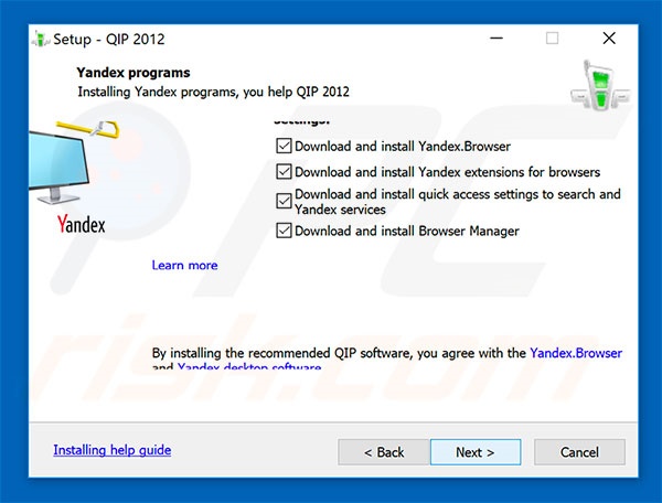 Official QIP Surf browser hijacker installation setup