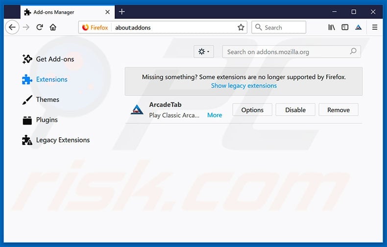 Removing unwanted URL related Mozilla Firefox extensions