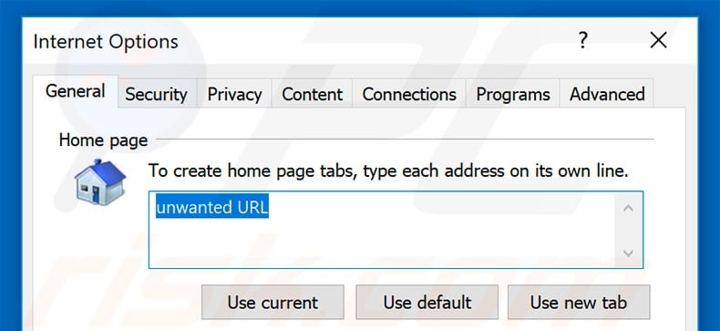 Removing unwanted URL from Internet Explorer homepage