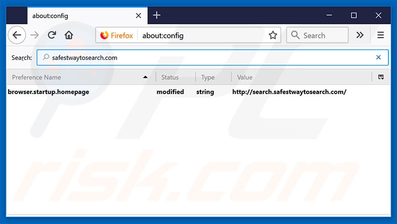 Removing search.safestwaytosearch.com from Mozilla Firefox default search engine