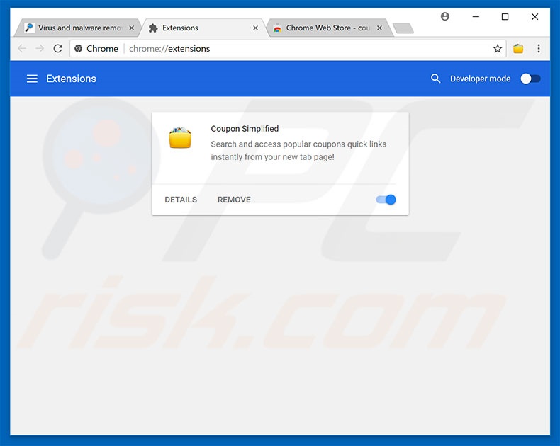 Removing SearchAwesome ads from Google Chrome step 2