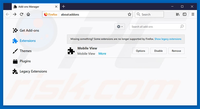 Removing SearchAwesome ads from Mozilla Firefox step 2