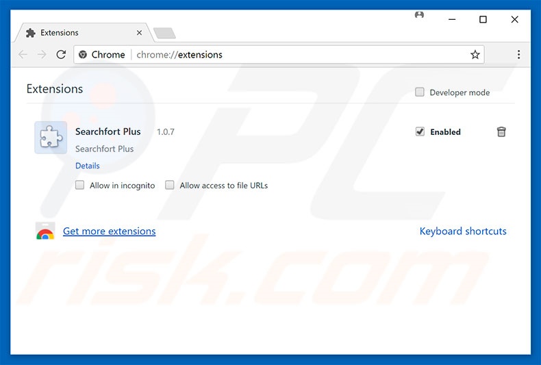 Removing searchfortplus.com related Google Chrome extensions