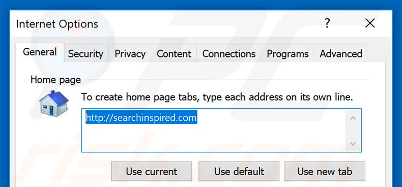 Removing searchinspired.com from Internet Explorer homepage