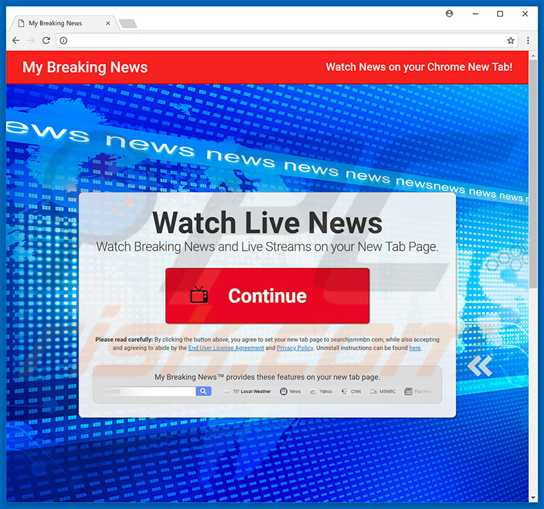 Website used to promote Watch News Live browser hijacker