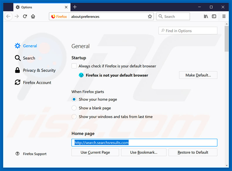 Removing search.searchsresults.com from Mozilla Firefox homepage